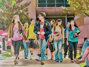 kids walking to college 